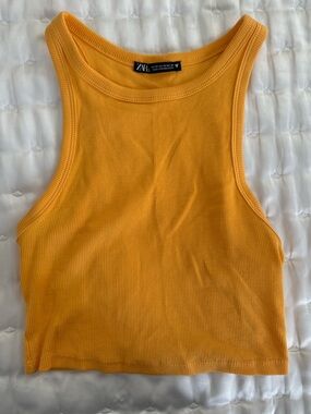 ZARA Mustard Ribbed Crop Tank